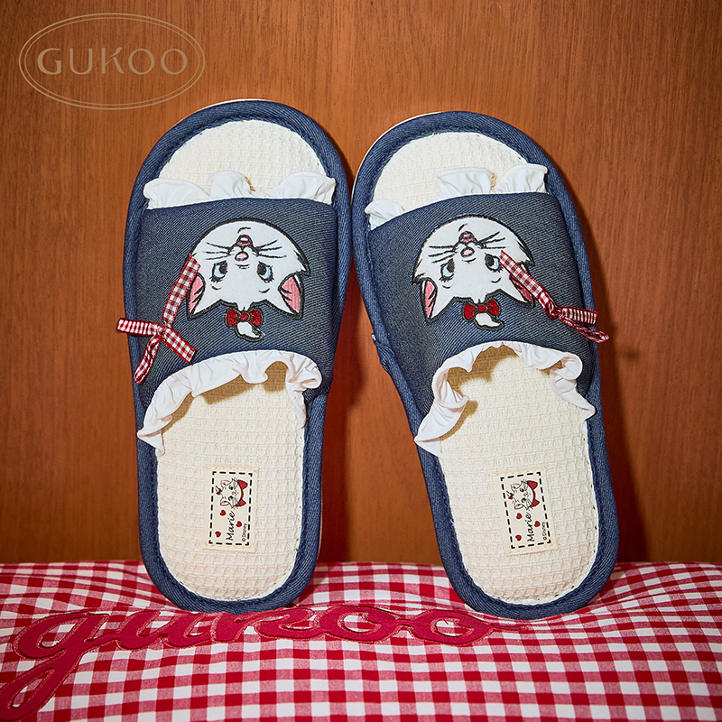 Gukoo果壳迪士尼玛丽猫联名软底舒适家居拖鞋