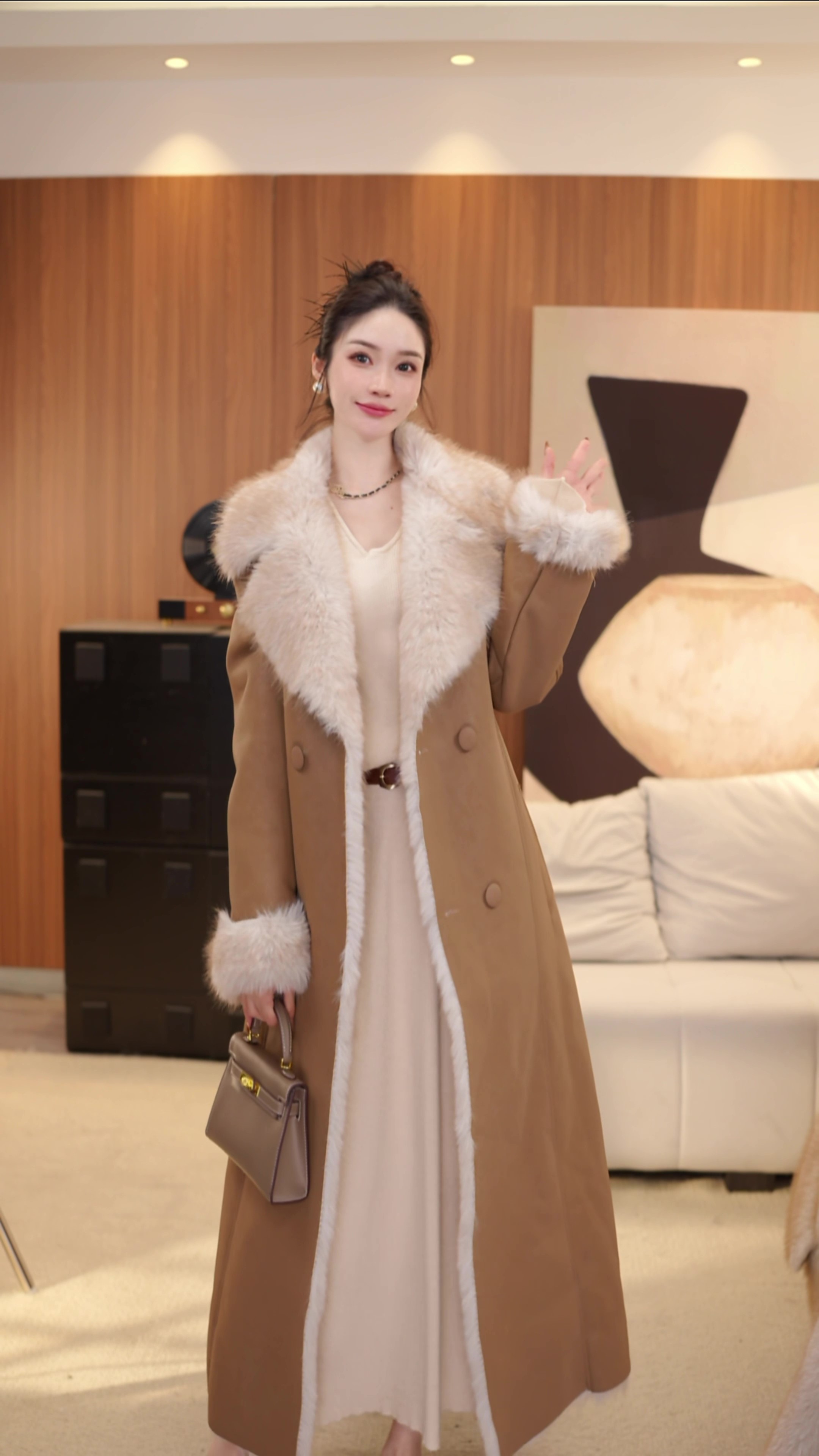 短外套冬季长袖风衣女厚款长款宽松型