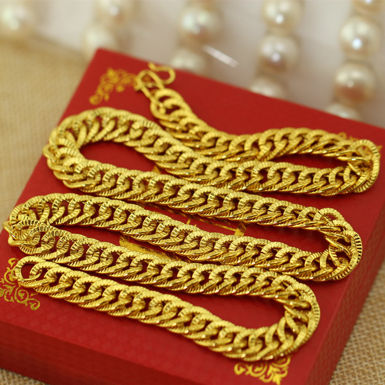 合金合成锆石项链 C112双扣9合成锆石男女通用镀金不掉色时尚百搭