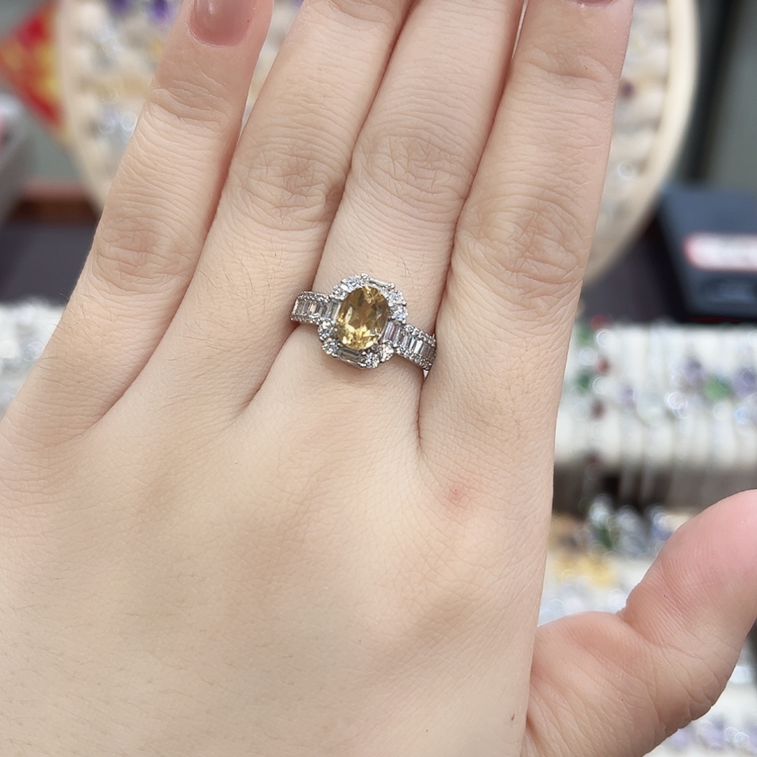 戒指银S925镶嵌黄晶