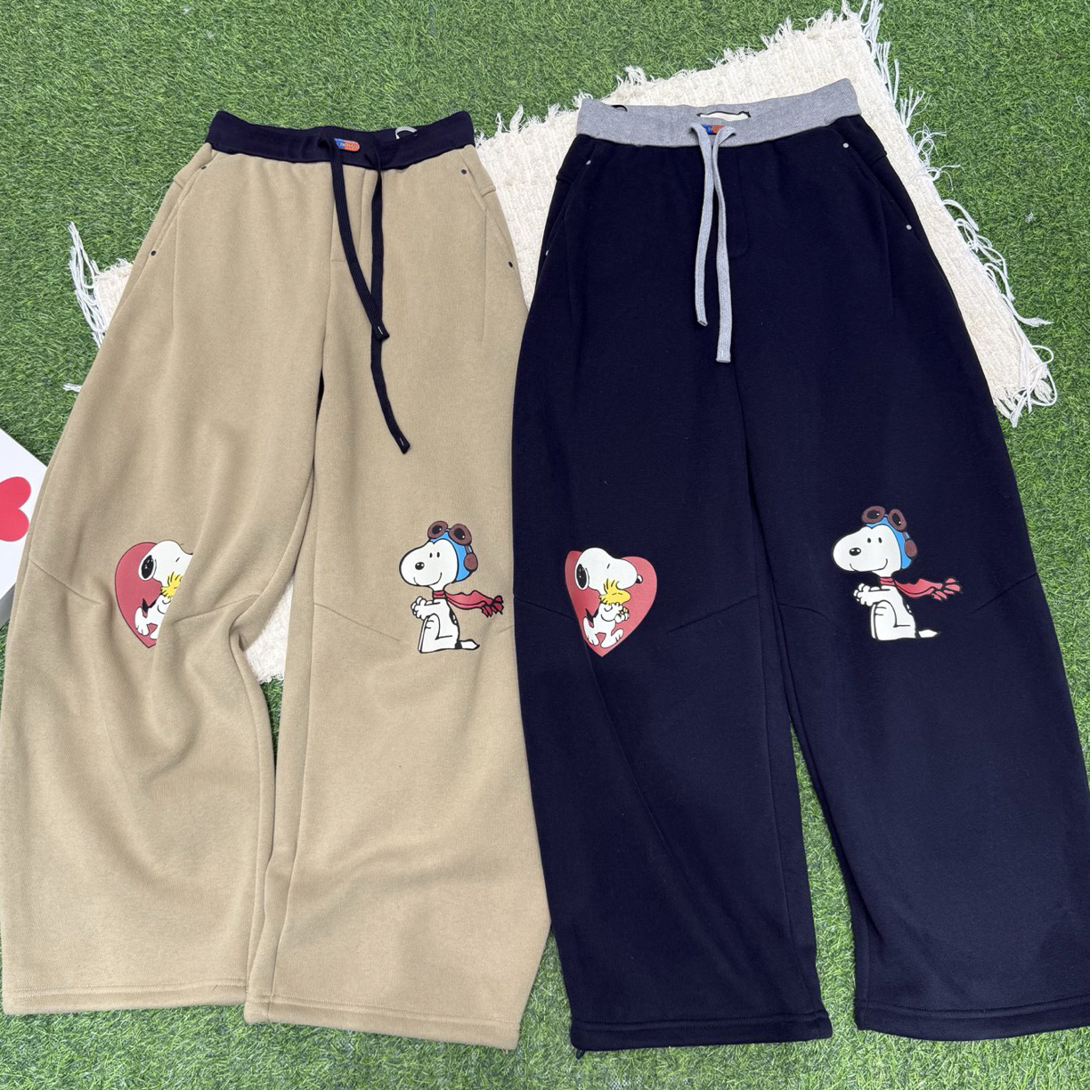 欧洲站5759#BOHAN秀秀家2025冬季新品爱心dnb加绒休闲卫裤