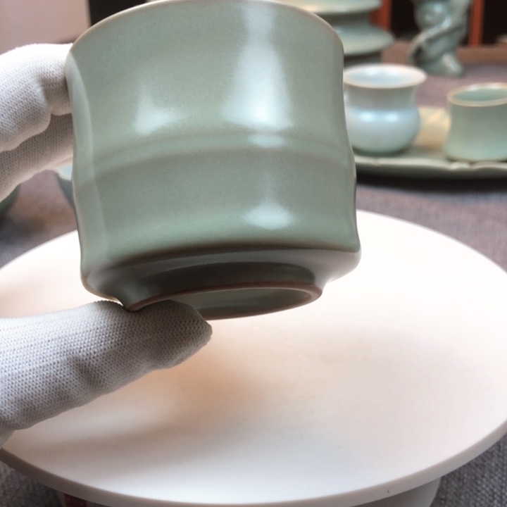 瓷片仿古原矿手工竹节杯