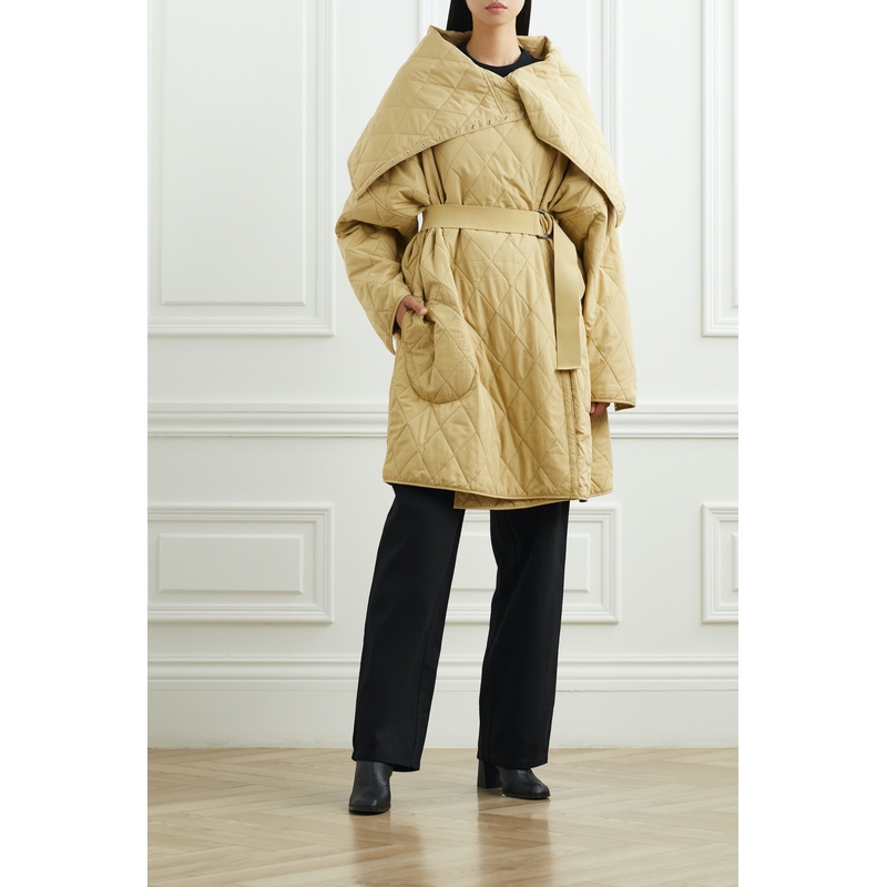 NORMA KAMAL秋冬女配腰带翻领外套棉服