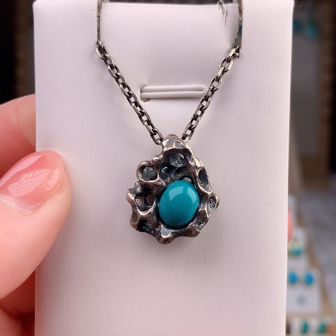 绿松石颈饰银S925镶嵌