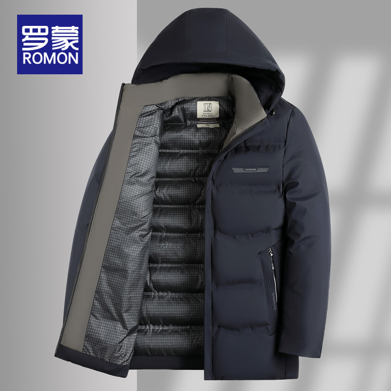 罗蒙棉服男款冬季棉袄中老年男士冬装棉衣加厚保暖可拆卸帽外套男