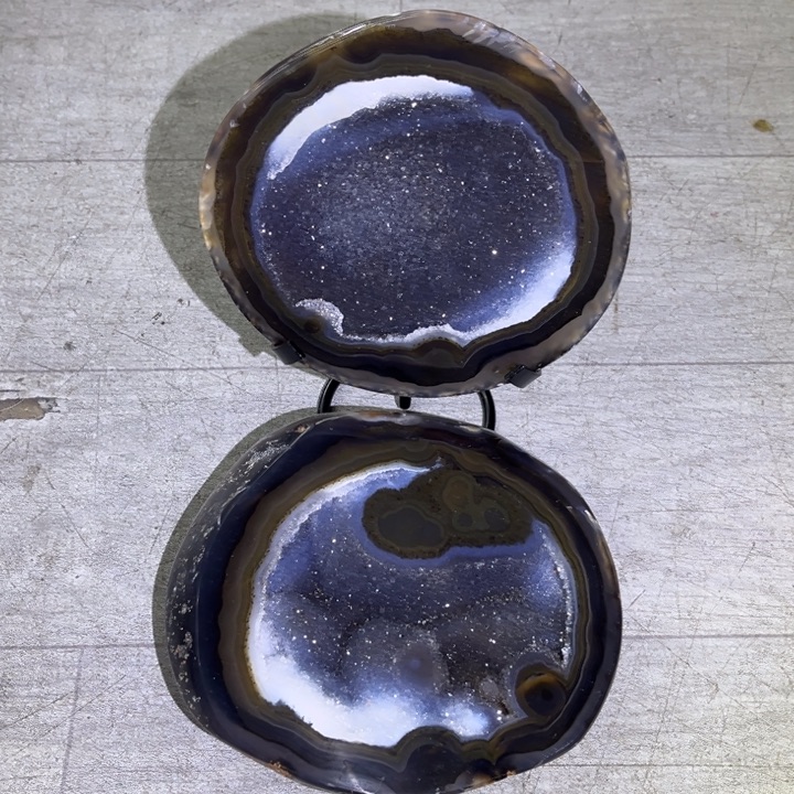 珠宝半成品水晶未镶嵌蓝白晶盆