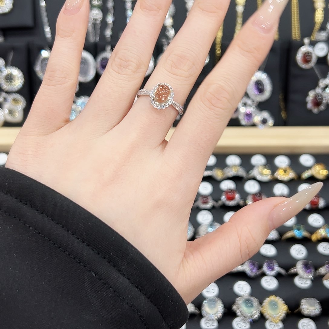 黄晶戒指银S925镶嵌戒指