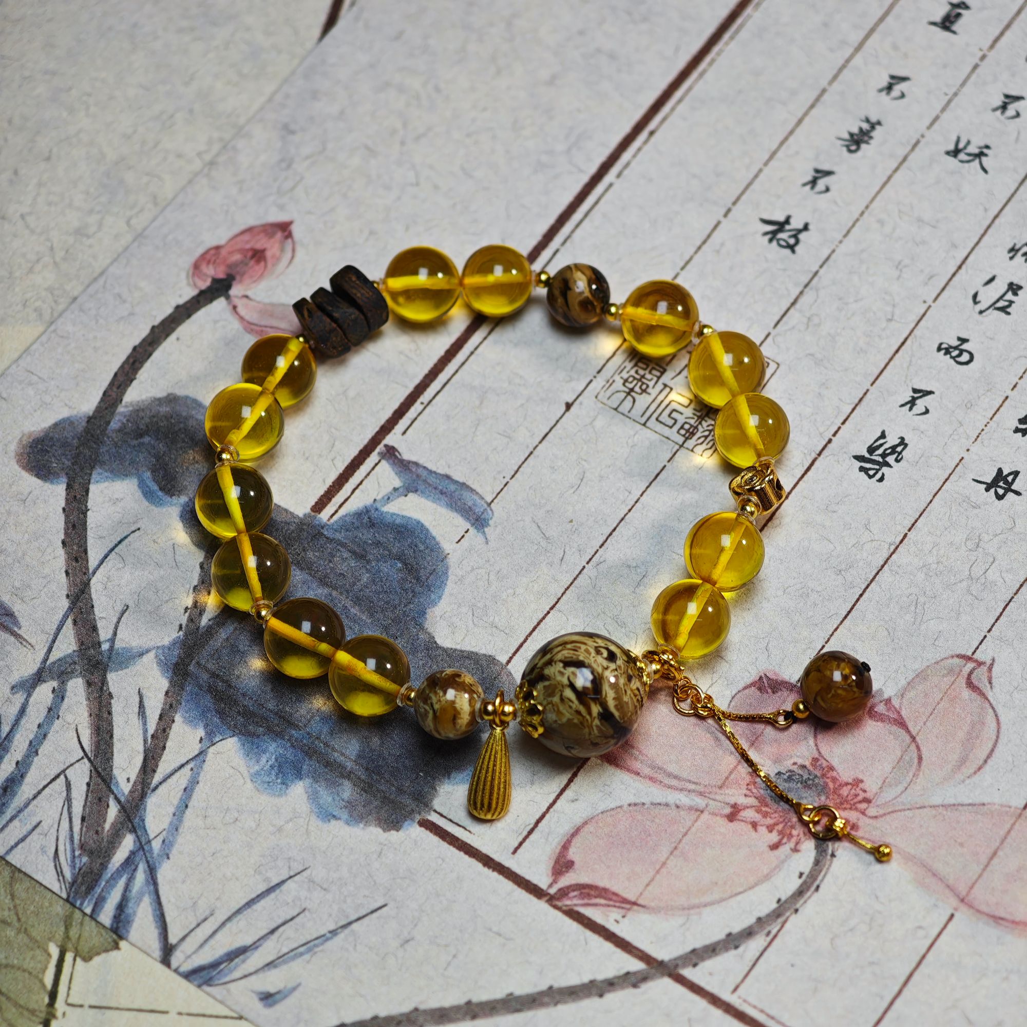 【Y】ZX207912蜜蜡金珀单圈手串diy缅珀&沉香7-8-13mm+