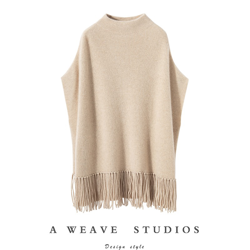 TY305 100山羊绒纯手工流苏坎肩时尚大牌女士