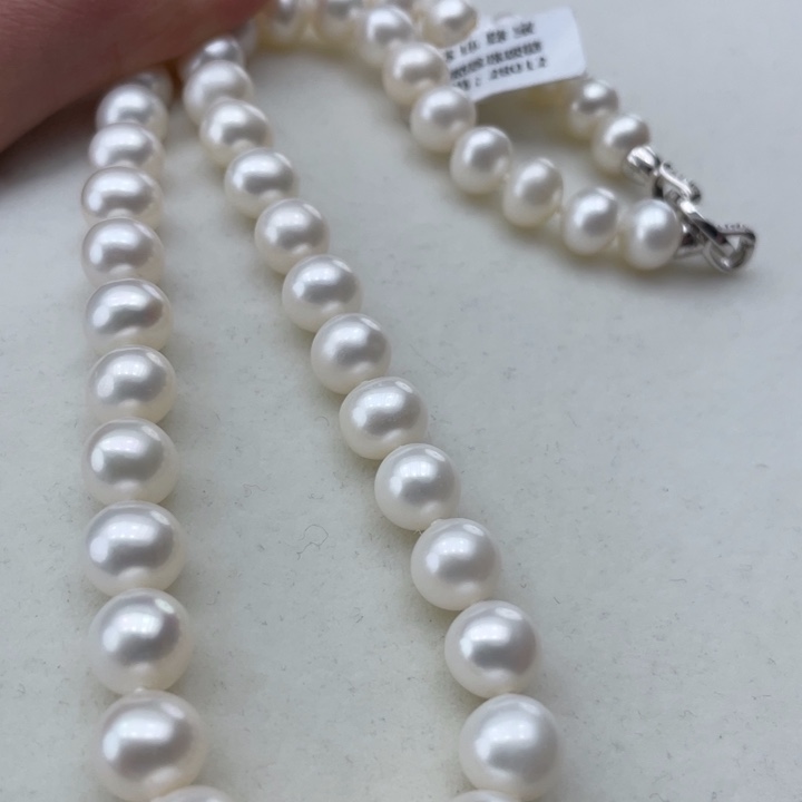 淡水珍珠颈饰银S925镶嵌卡9.5极光冷白高品