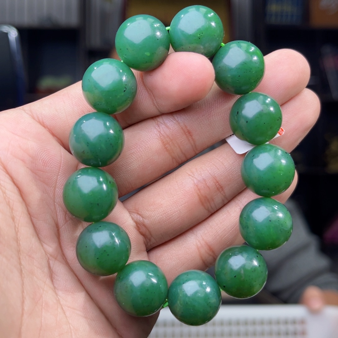 和田玉未镶嵌手串天然和田玉俄罗斯五号矿碧玉料卡16