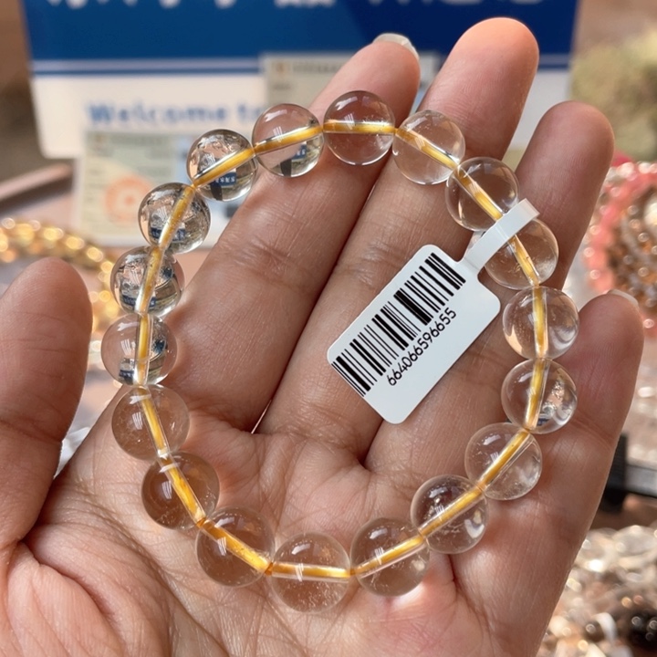 水晶手串未镶嵌d****f有棉絮柠檬黄