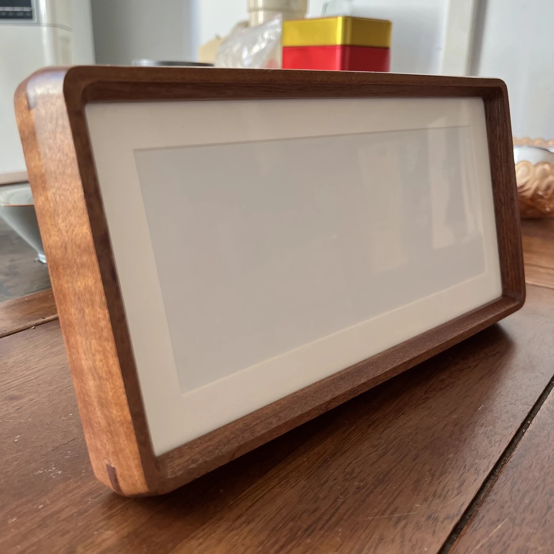 南美实木胡桃木长条榫卯弹珠相框摆台定制装裱相框挂摆两用画框