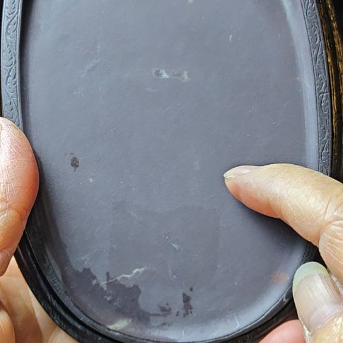 日本回流老砚台一方原装漆盒锦布盒