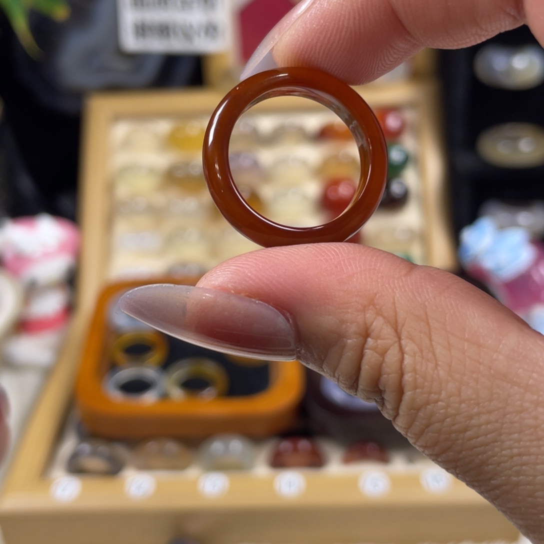 玛瑙/玉髓未镶嵌戒指20红（非质量问题.不退不换）