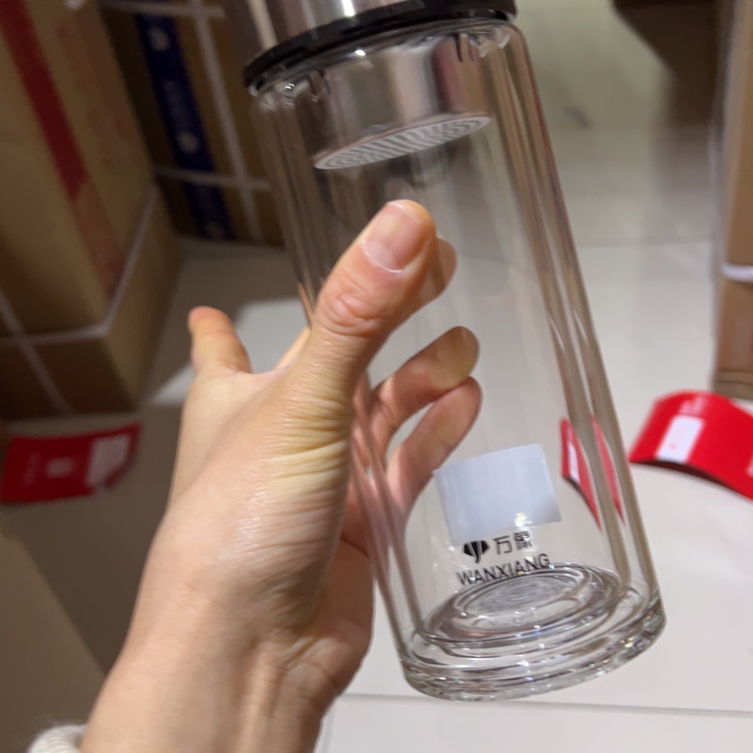 V929双层玻璃杯430杯套430ml