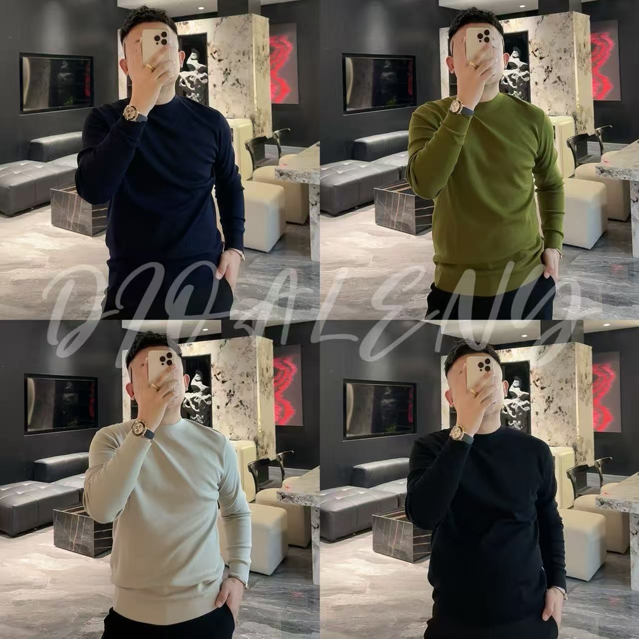 【帅老板】1157秋冬轻奢男士绵羊毛净版圆领打底长袖