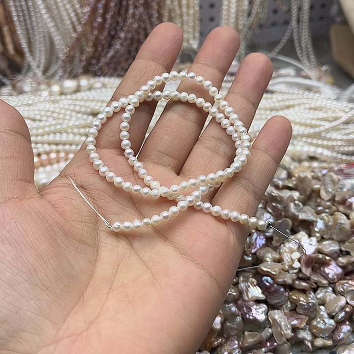 熙***宝玛瑙/玉髓未镶嵌珠宝半成品一条4mm左右珍珠1