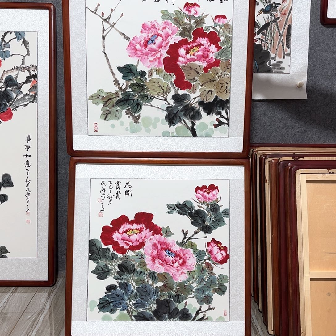 国画书画作品带框63×63