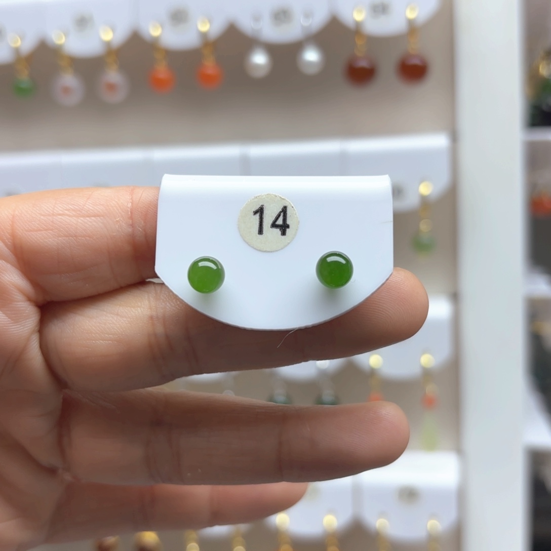 和田玉耳饰18K金镶嵌