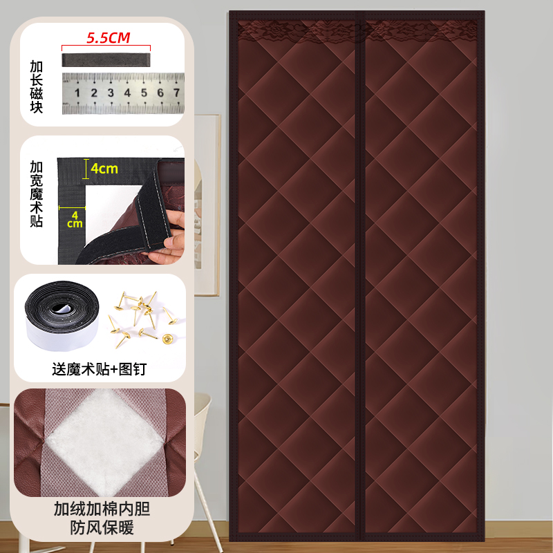 新款牛津布加厚棉门帘家用防寒保暖防风免打孔自吸魔术贴隔断帘