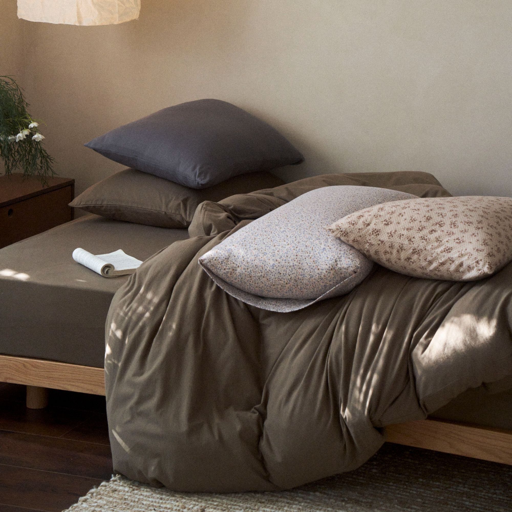 【纯色】阿瓦提长绒棉素色天竺棉四件套纯色双拼撞色针织棉被套