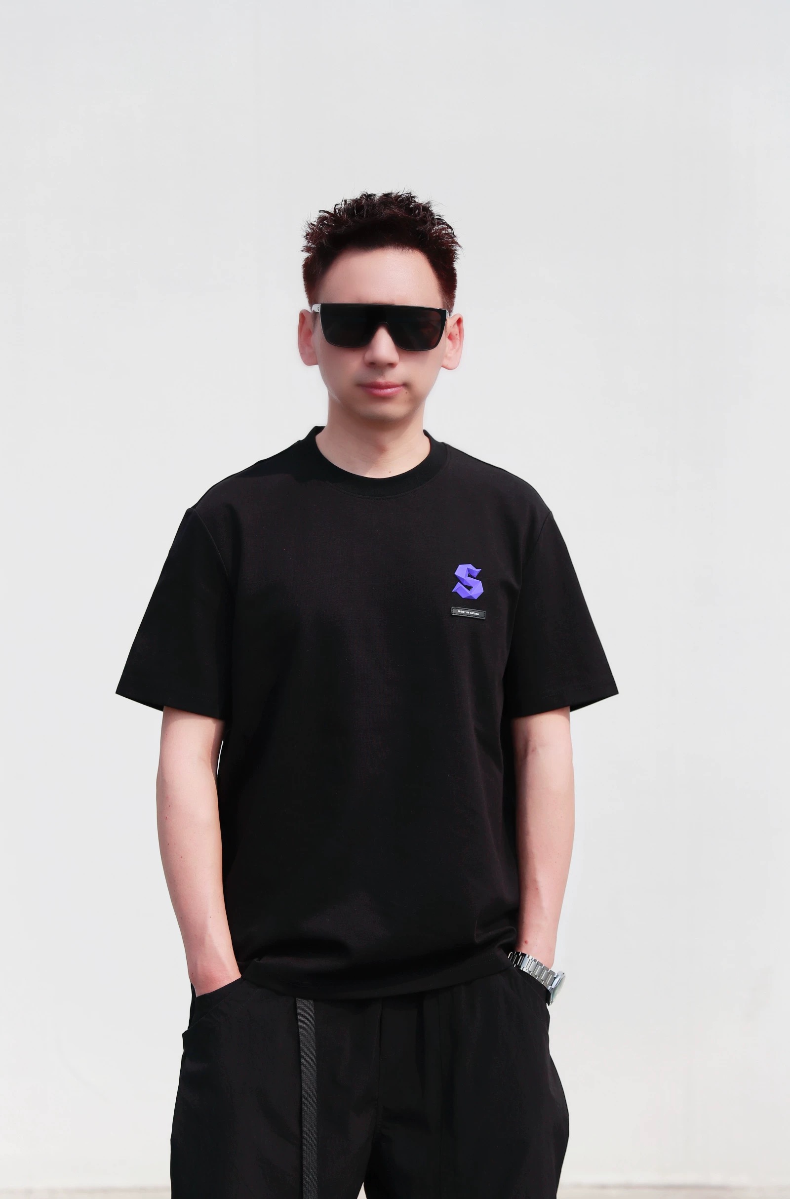 【圣洛西】B29105夏季新款立体字母休闲圆领