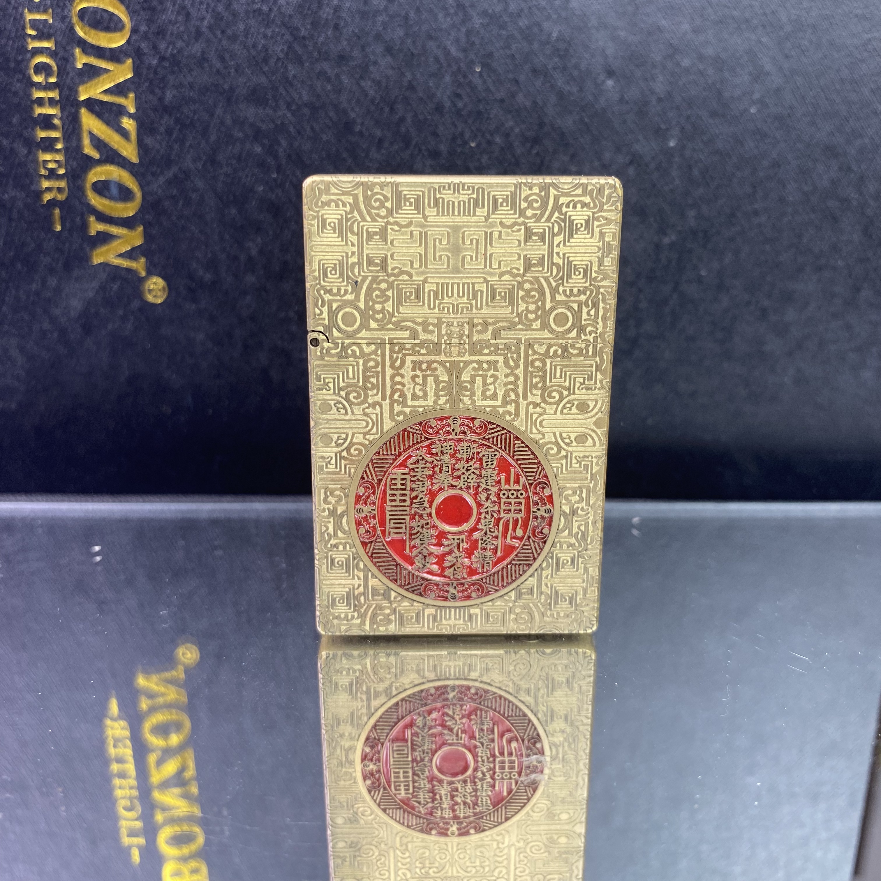 帕加尼纯黄铜超薄一体机防风煤油打火机山鬼花钱设计情人节送男士