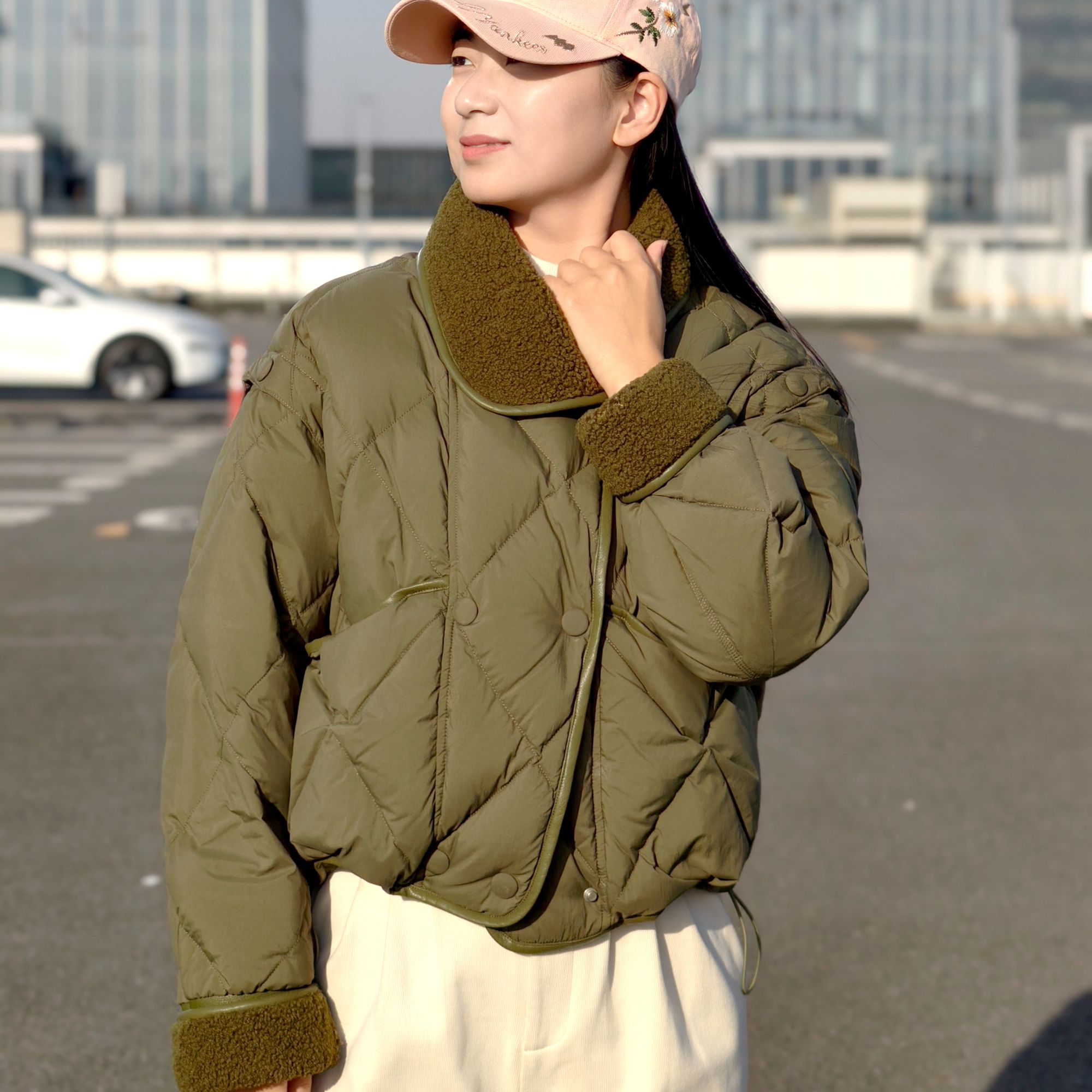 【虞小鱼】新款90白鸭绒小个子女生短款翻领夹克羽绒服