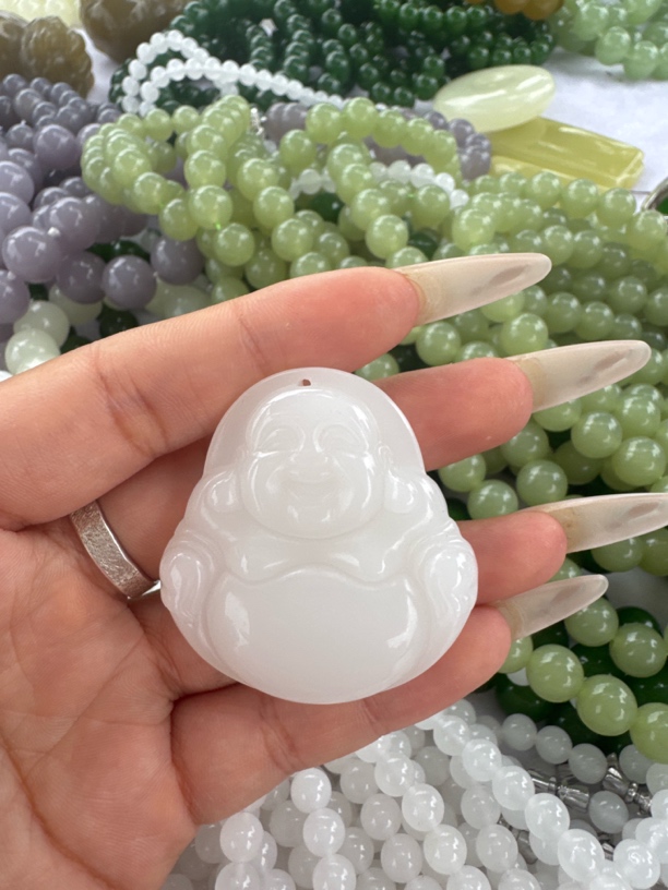 高端精品双面佛工挂件白