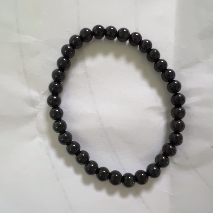 翡翠未镶嵌手链天然缅甸墨翠卡6mm手串十级黑（48h鉴赏）