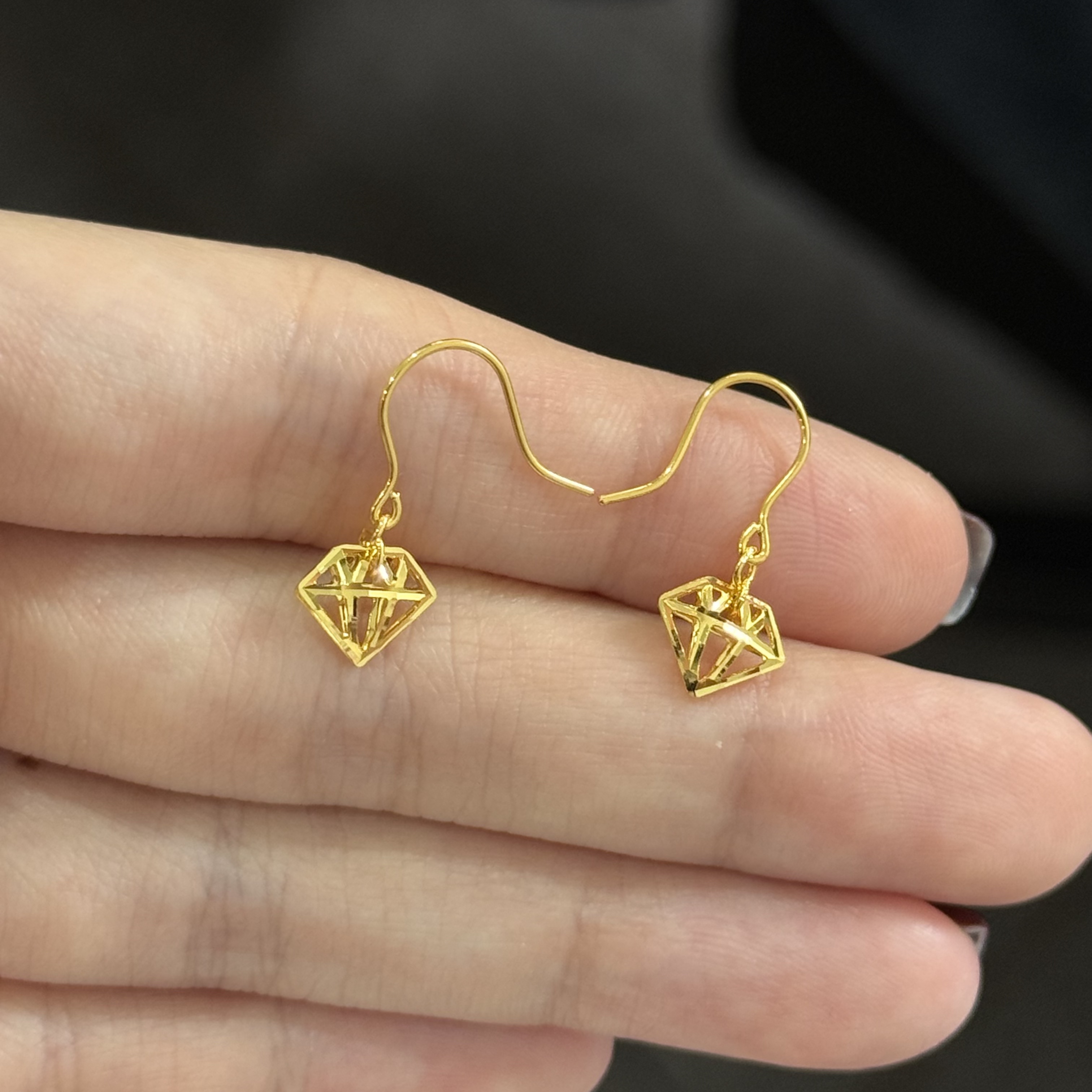 钻型耳钩 足金999