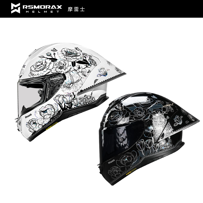 Motorax/摩雷士摩博会同款R50SPRO百花齐放摩托车大尾翼头盔