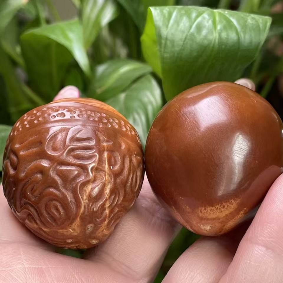 巴西大橄榄雕刻阴阳手球