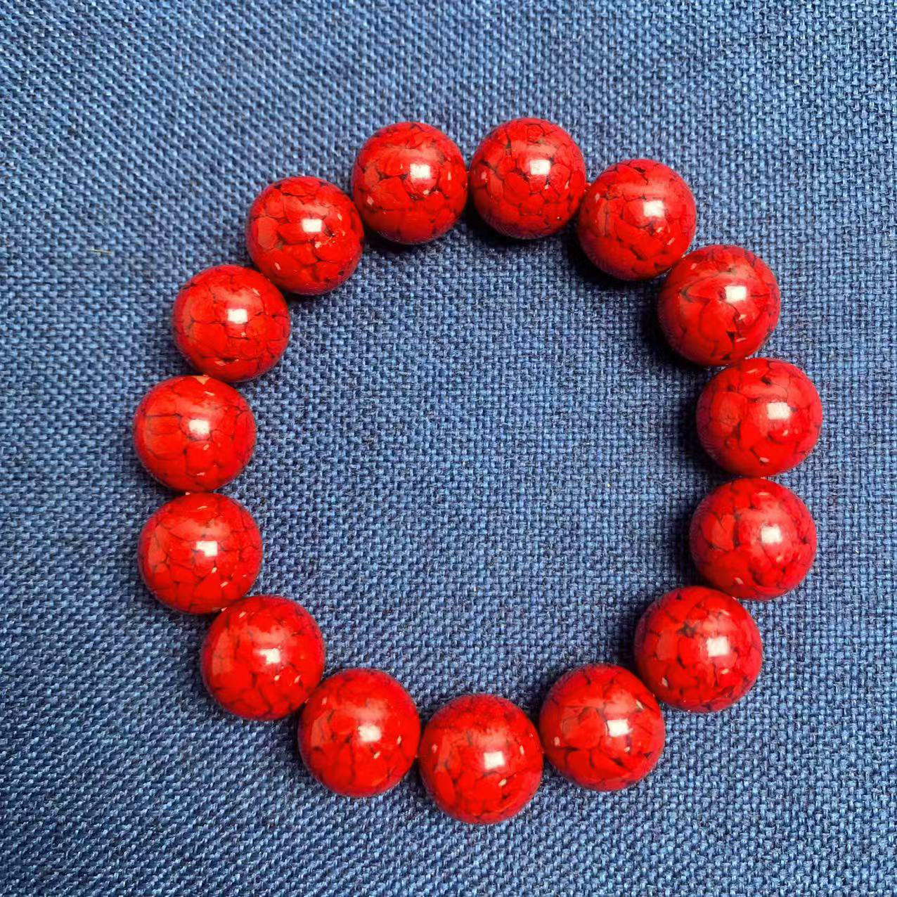 含辰砂工艺品14mm晶体砂素圈手链