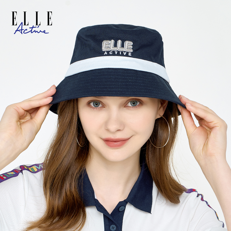 ELLE Active新款渔夫帽休闲户外百搭出游防晒撞色潮流遮阳帽子女