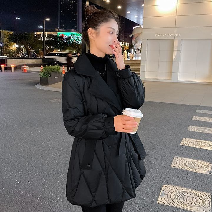 2025冬季显高小个子可穿黑色爆款棉服外套女装收腰显瘦修身棉衣女