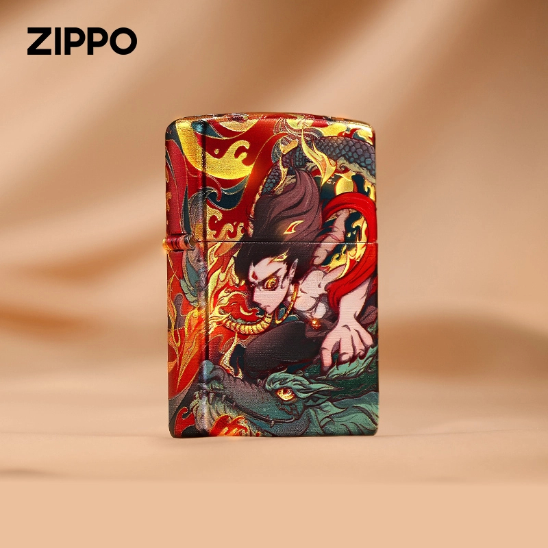ZIPPO打火机正品【哪吒】中国设计师传统古法镀银烫金送礼收藏DYJ1