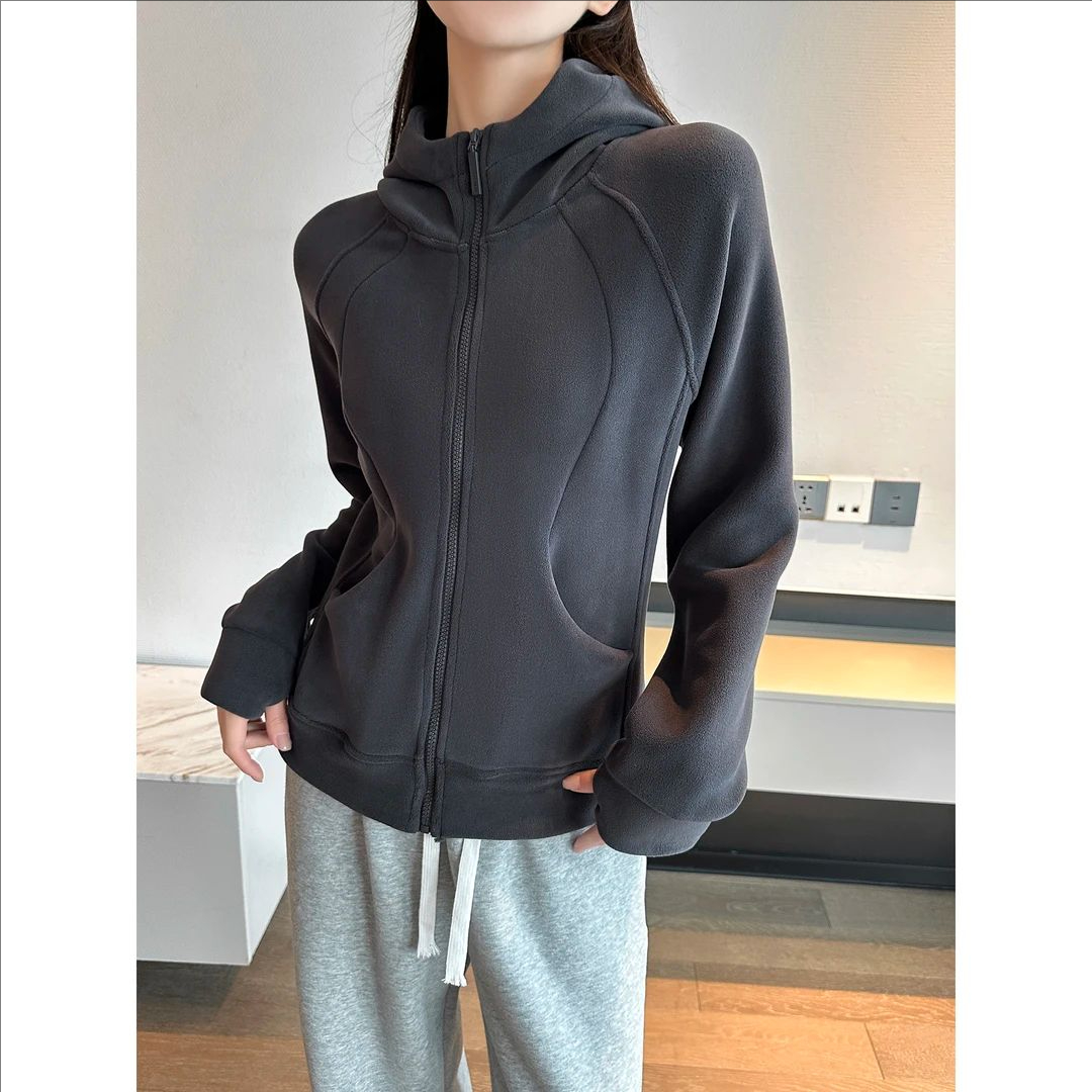动感少女连帽拉链外套女秋冬内搭新款加绒加厚休闲外穿长袖卫衣