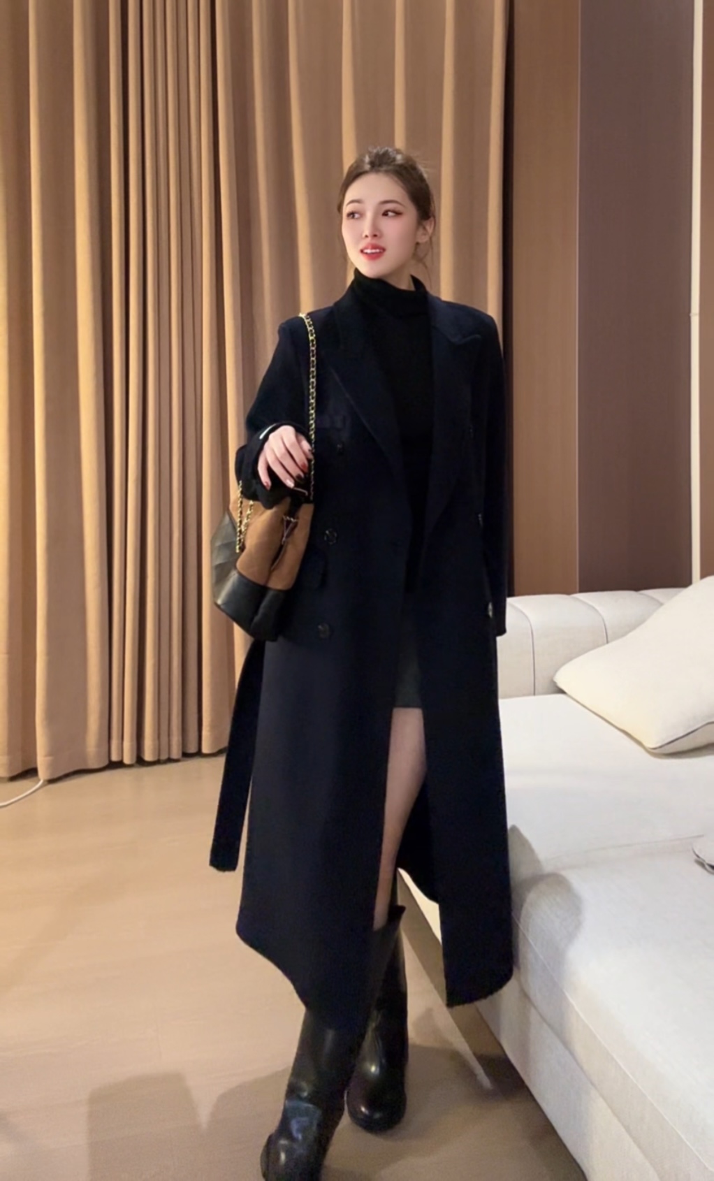 【流动盛宴】驼绒➕高含量绵羊毛重工纯手缝长毛加厚双面大衣气质