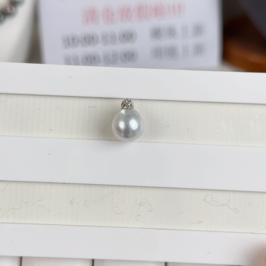 海水珍珠颈饰18K金镶嵌澳白吊坠10-11mm可定制爱