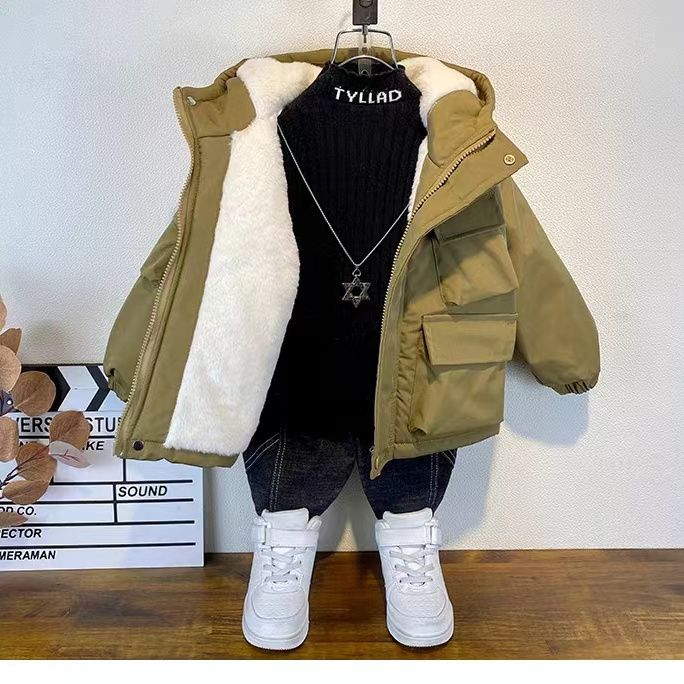 ④【爆款推荐】童装男童冬装加绒棉衣外套新款儿童上衣加厚棉服棉袄