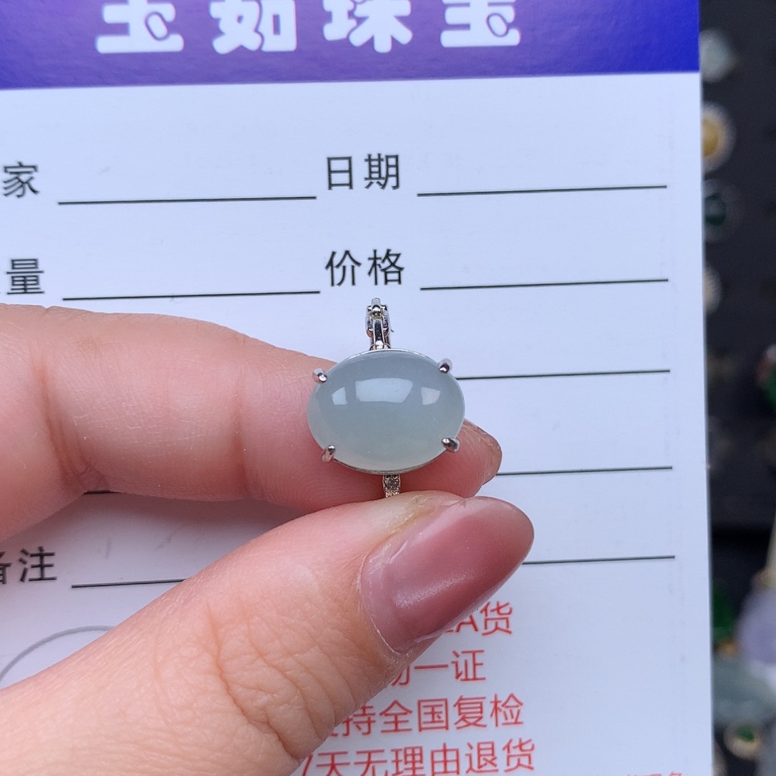 翡翠戒指银S925镶嵌戒指925