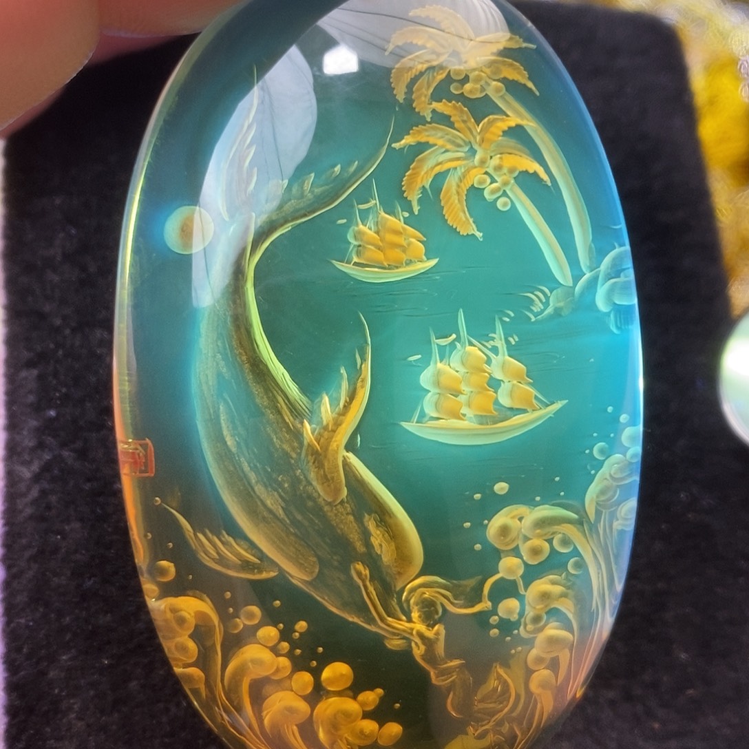 蓝珀未镶嵌吊坠(不含链)