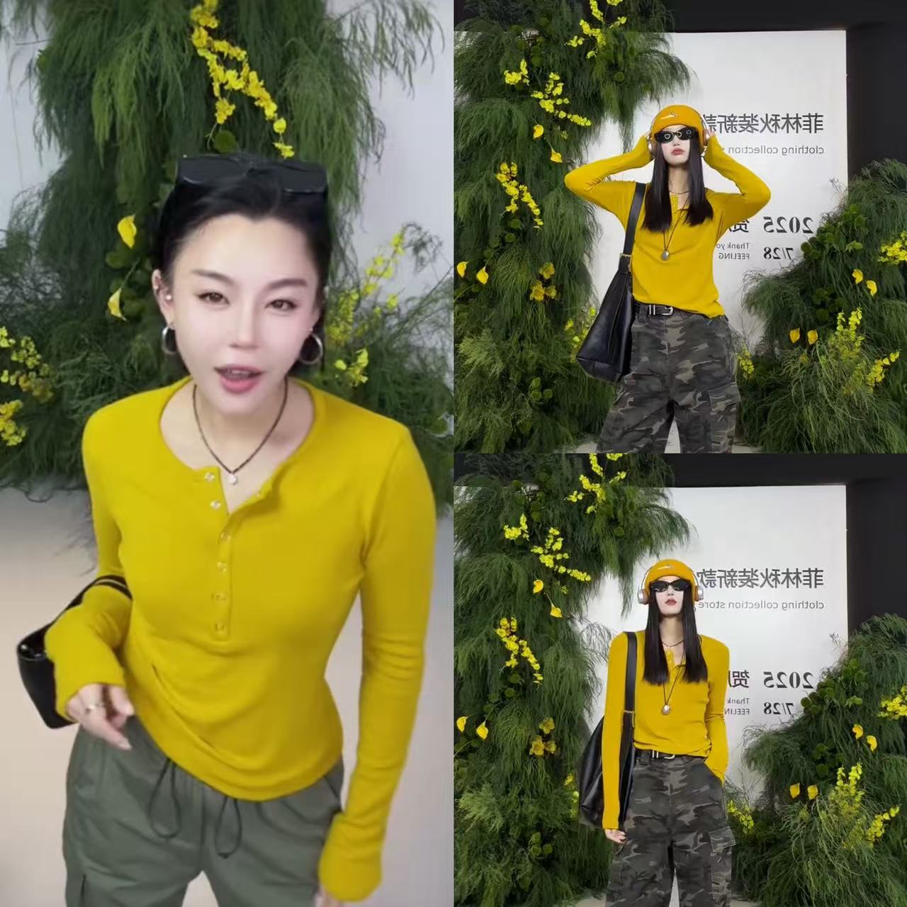 菲林家FL 8832【女主角】 设计感排扣圆领长袖