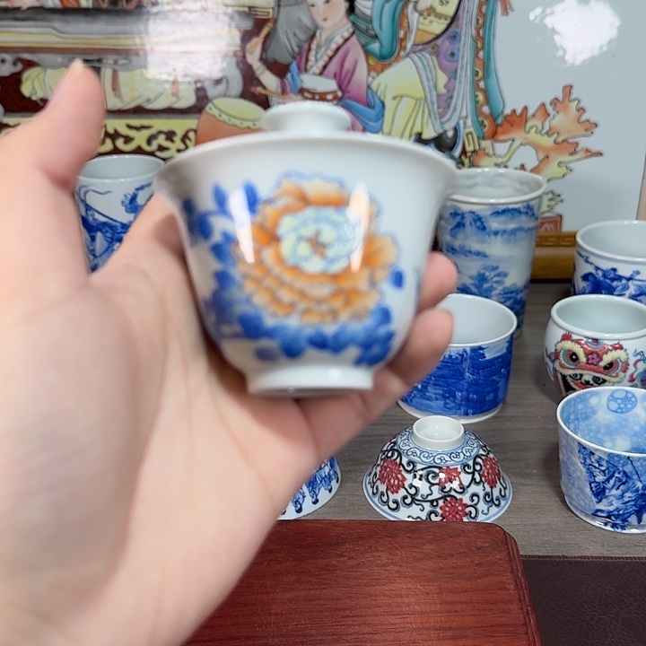 杯现代景德镇陶瓷盖碗