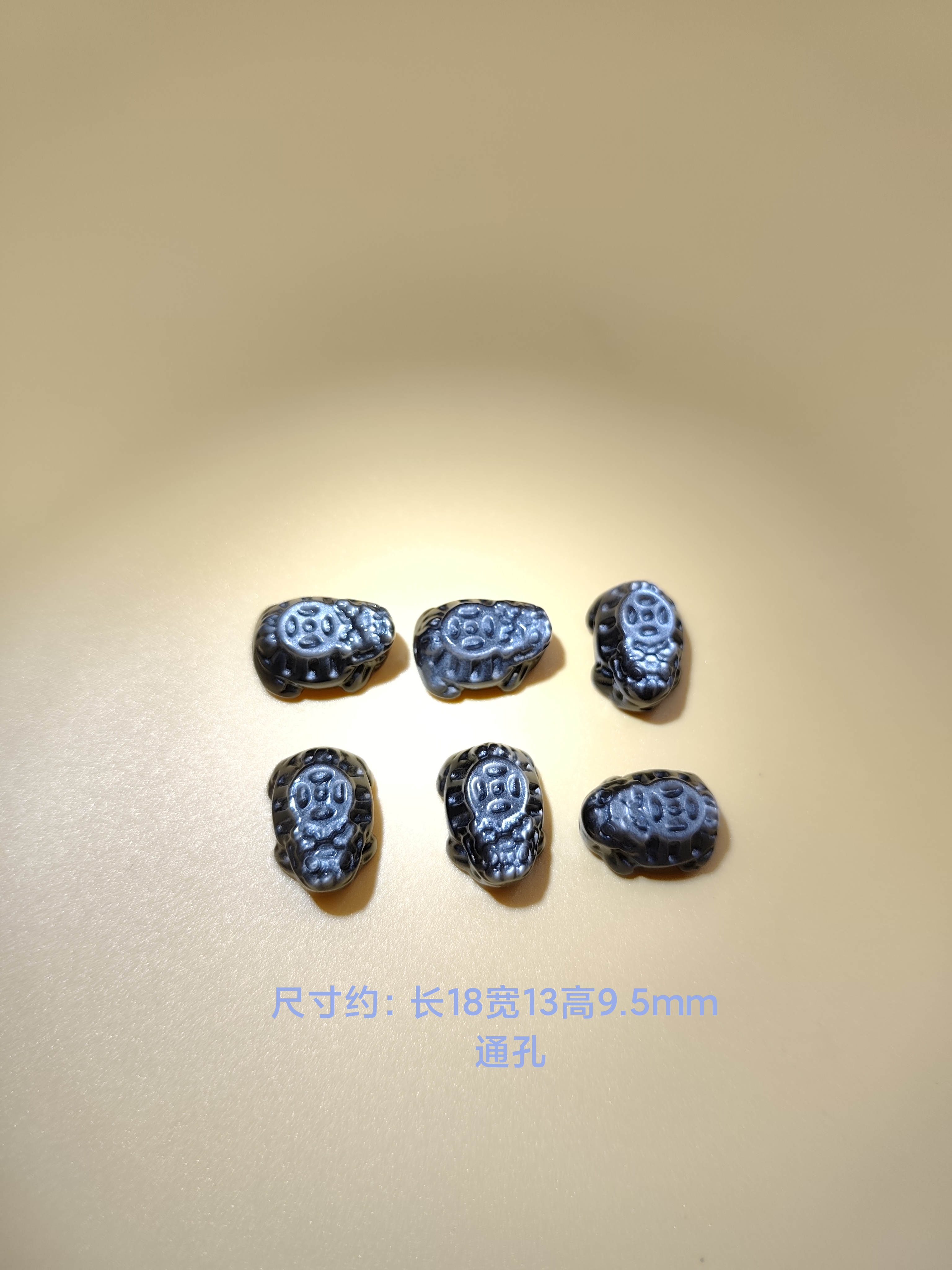 天然银曜石雕刻龙龟小件手工diy串珠精致配件配饰复古