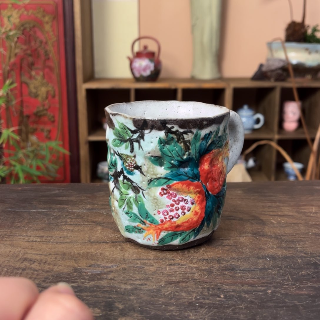 杯柴烧手工手绘陶瓷