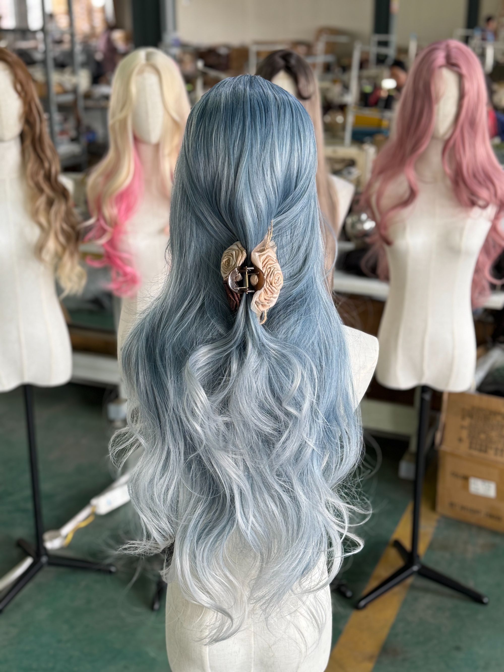 小额蕾丝胎毛刘海大波浪长卷发八字刘海氛围感巴黎画染假发全头套