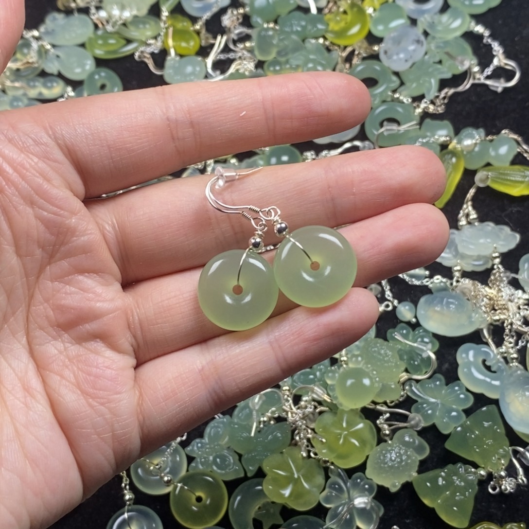 非***0蛇纹石玉未镶嵌挂件耳饰耳环项链